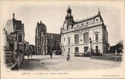 CPA Dreux el ayuntamiento y Saint Pierre de la iglesia