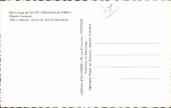 CPSM Pilgrimage of Sainte German of pibrac native House of Sainte German