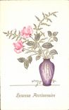 Fleurs Rose - Heureux Anniversaire - CPA 