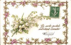 Fleurs Muguet - Lily of the Valley - Porte Bonheur - CPA 