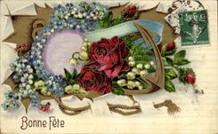 Fleurs Bonne Fete Ancre - CPA 