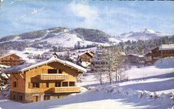 CPA Megeve the city the Mount Alpine laburnum and the Mount Blanc