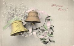 CPA Fantaisie Cloches Paques Easter