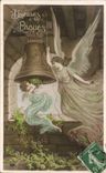 CPA Fantaisie Cloche Ange Angel Paques Easter