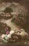 CPA Fantaisie Poussins Paques Easter