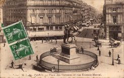CPA Paris Places Victories and street Etienne Marcel