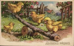 CPA Fantaisie Poussins Joyeuses Paques Easter