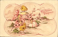 CPA Fantaisie Poussins Oeufs Paques Easter