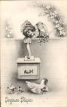 CPA Fantaisie Enfant Poule Joyeuses Paques Easter