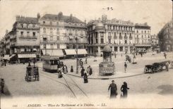 CPA Angers Place du ralliement et theatre