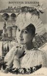 CPA Angers Souvenir View Cap Folklore Costume