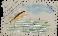 CPA Fantaisie Poisson 1er avril Paques Easter
