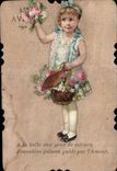 CPA Fantaisie Enfant poisson 1er Avril Paques Easter
