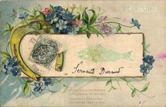 CPA Fantaisie Poisson 1er Avril Paques Easter