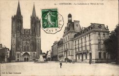 CPA Coutances La cathedrale et l hotel de ville