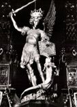 CPSM Mont Saint Michel Eglise paroissiale Statue de l archange