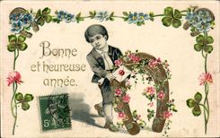 CPA Fantaisie Child Horseshoe Happy New Year