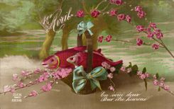 Festivales - deseos - tonto de Poisson abril-abril - pescado adentro tiene zapato tenis - CPA