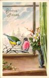 Festivals - Wishes - Good Anne - New Year - Birds At Window - CPA
