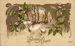 Festivals - Wishes - Holiday - Happy New Year - Happy New Year - Houx - Holly - CPA