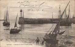 Royan - entrada del puerto tiene faro del faro de la marea baja - CPA
