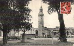 CPA Evreux la torre del reloj vista del jardin publico del teatro