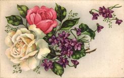 CPA Fantaisie Fleurs Bonne annee Roses