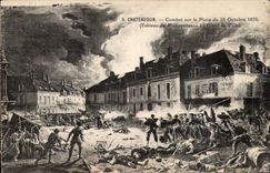 CPA Chateaudun Combat sur la place du 18 octobre 1870 