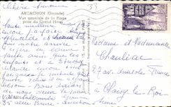 Arcachon - vista de la playa tomada de grande el hotel - CPA