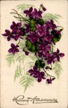 Fleurs violette - violet - Heureux Anniversaire - CPA 