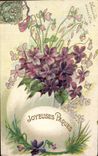 Fleurs Violette - Violet - Paques - Easter - Ostern - CPA 
