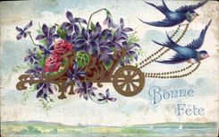 Fleurs Violette - Violet - Bonne Fete - CPA 