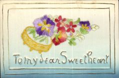 CPA Fantaisie Carte avec dentelle Tomy dear sweetheart Fleurs