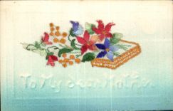 CPA Fantaisie Carte avec dentelle To my dear mother Fleurs