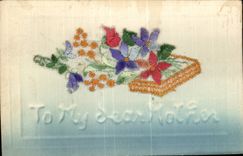 CPA Fantaisie Carte avec dentelle To my dear mother Fleurs