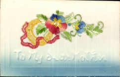 CPA Fantaisie Carte avec dentelle To my dear mother Fleurs