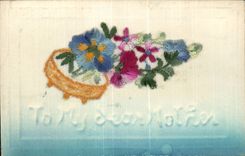 CPA Fantaisie Carte avec dentelle To my dear mother Fleurs