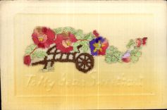 CPA Fantaisie Carte avec dentelle To my dear sweetheart Fleurs