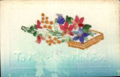 CPA Fantaisie Carte avec dentelle To my dear mother Fleurs