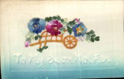 CPA Fantaisie Carte avec dentelle To my dear mother Fleurs