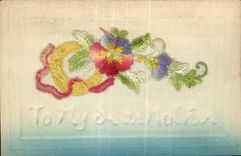 CPA Fantaisie Carte avec dentelle To my dear mother Fleurs