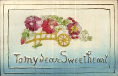 CPA Fantaisie Decor brode Fleurs To my dear sweetheart