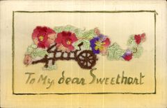 CPA Fantaisie Decor brode Fleurs To my dear sweetheart