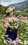 CPA La cote d azur Cueillette des fleurs Folklore costume