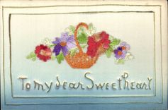 CPA Fantaisie Decor brode Fleurs To my dear sweetheart