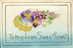 CPA Fantaisie Decor brode Fleurs To my dear sweetheart