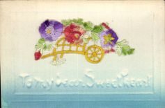 CPA Fantaisie Decor brode Fleurs To my dear sweetheart