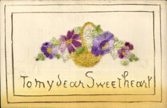 CPA Fantaisie Decor brode Fleurs To my dear sweetheart