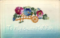 CPA Fantaisie Decor brode To my dear mother