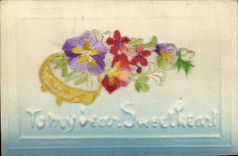CPA Fantaisie Decor brode To my dear sweetheart